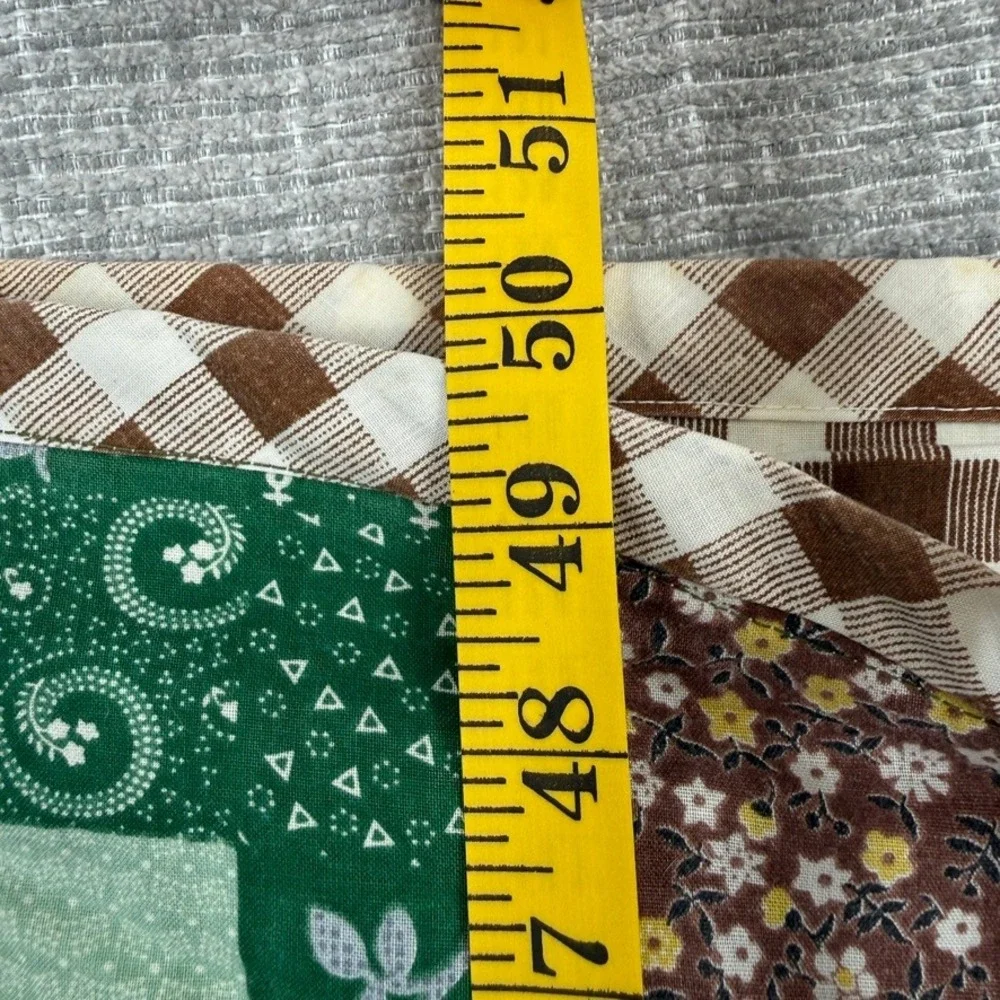Vintage Patchwork Quilt Blanket Twin Size Multicolor Floral Plaid Gingham Boho